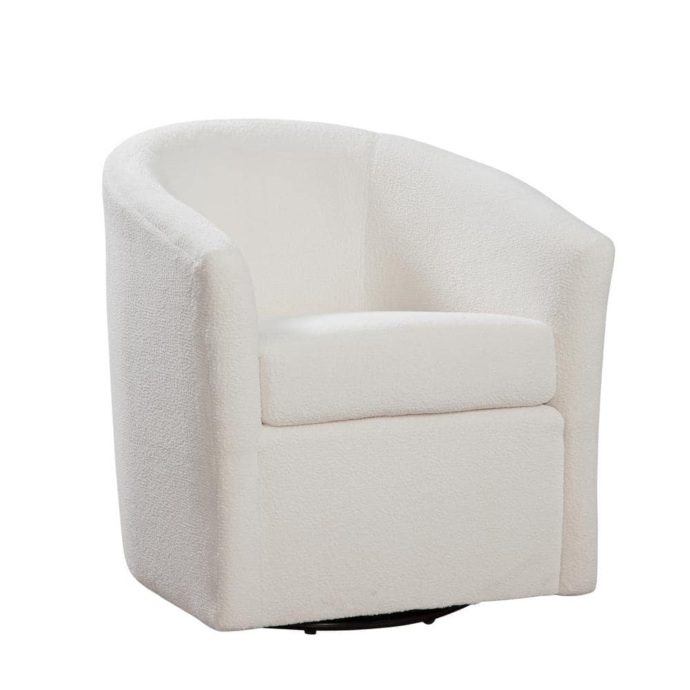 Odessa Barrel Style Swivel Accent chair in Ivory Performance Fabric