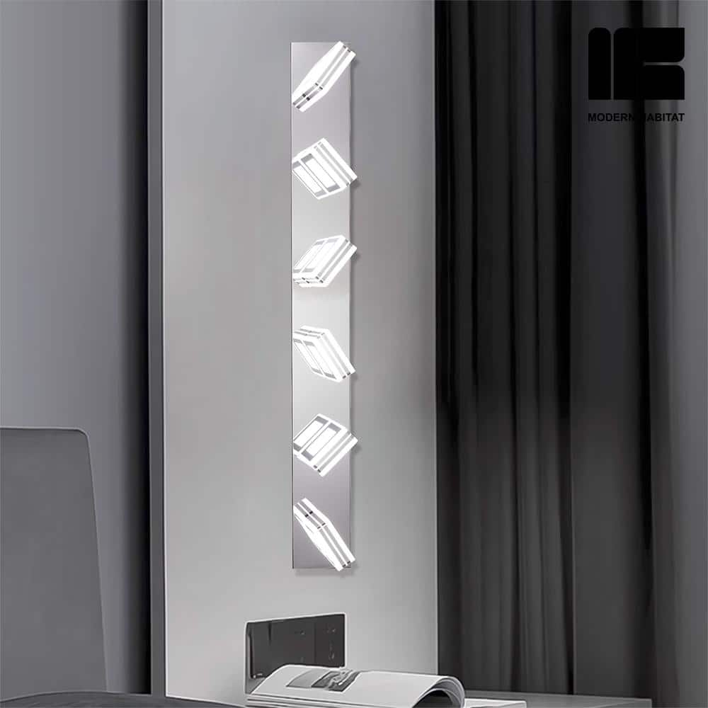 GlamourGaze 39 in. 6-Light Chrome LED Vanity Light with Bathroom
