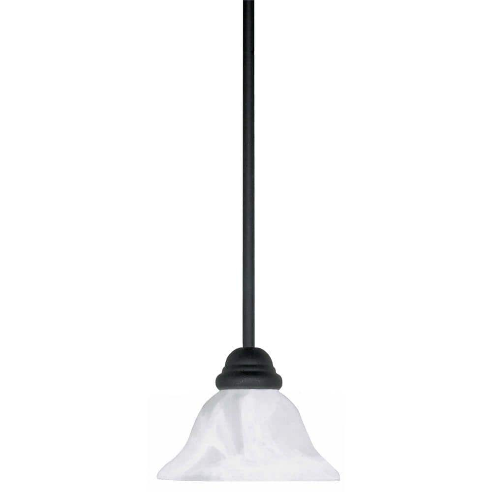 Textured Black Mini Pendant with Alabaster Glass Shade