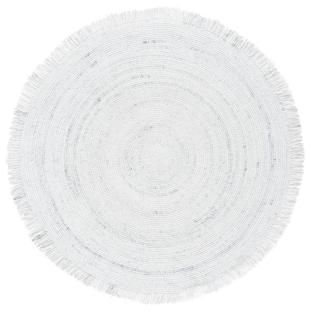 Ivory Braided Round Handmade Synthetic Area Rug, 4'