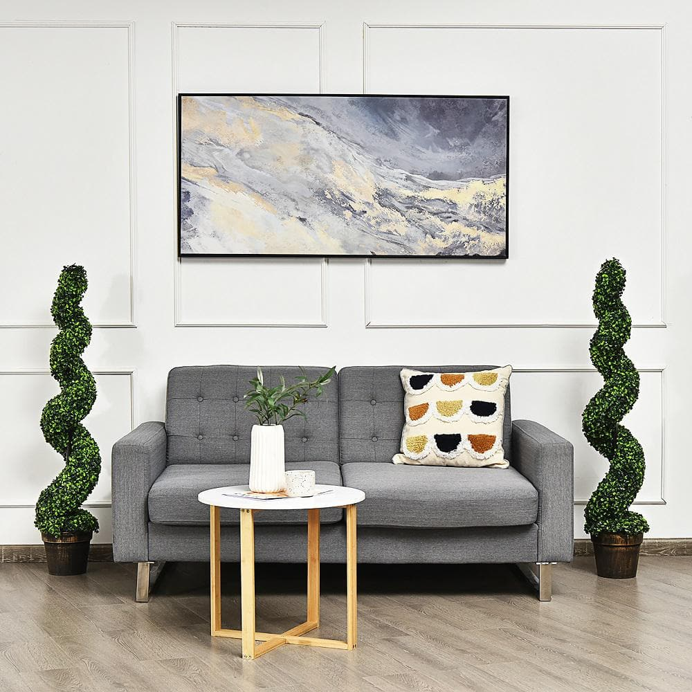 Costway 4FT Spiral Boxwood Topiary Trees in Golden Cement Pot (2 Count)