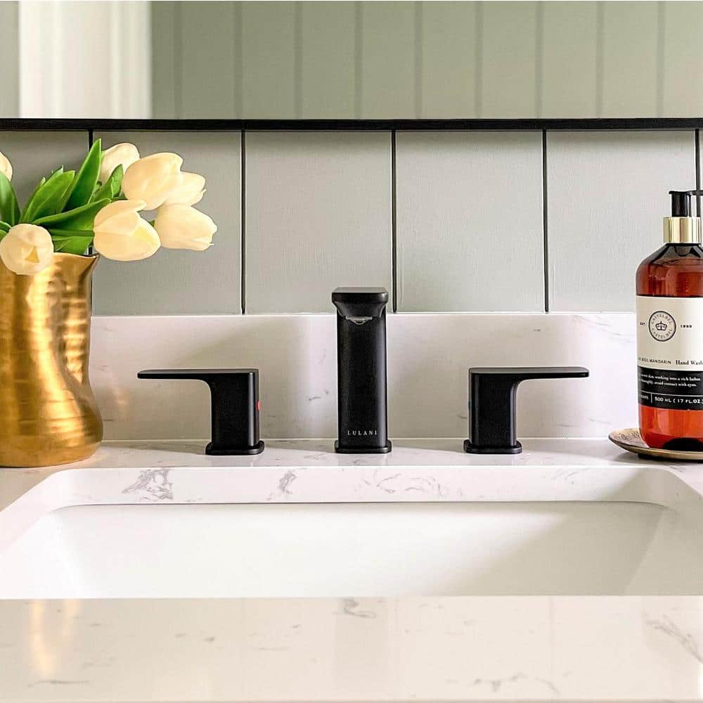 Lulani Corsica 2-Handle 8" Widespread Bathroom Faucet with Drain Assembly - Matte Black