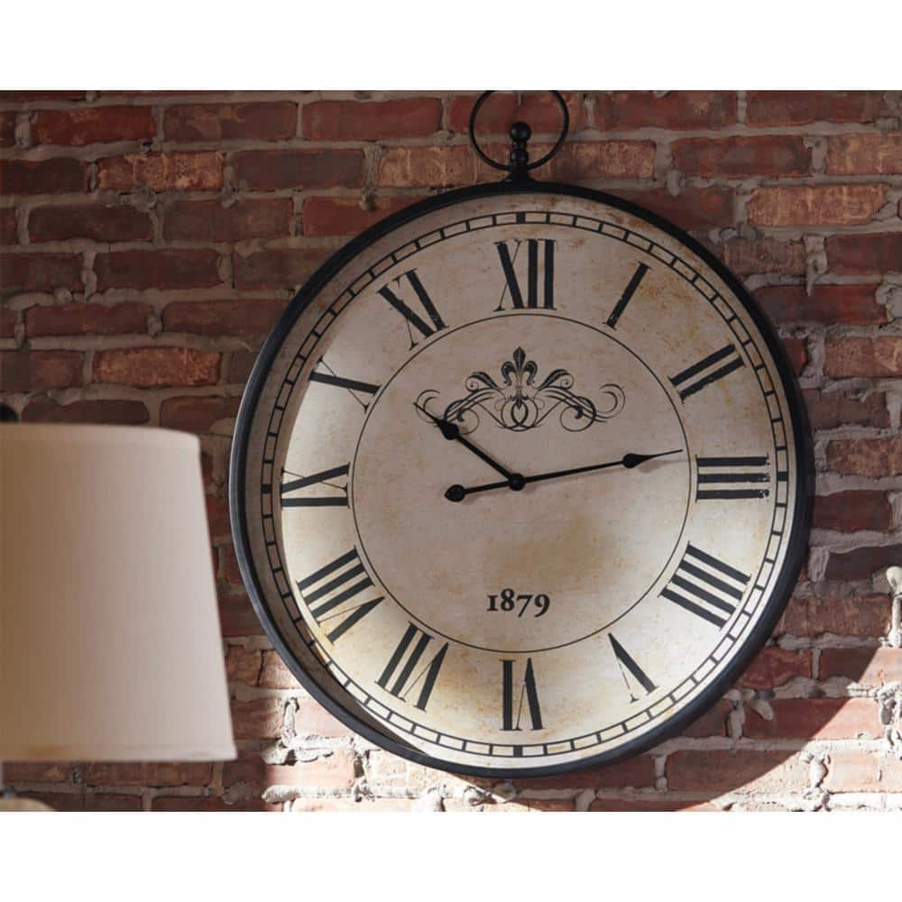 Signature Design by Ashley Traditional Augustina Wall Clock  Antique Black