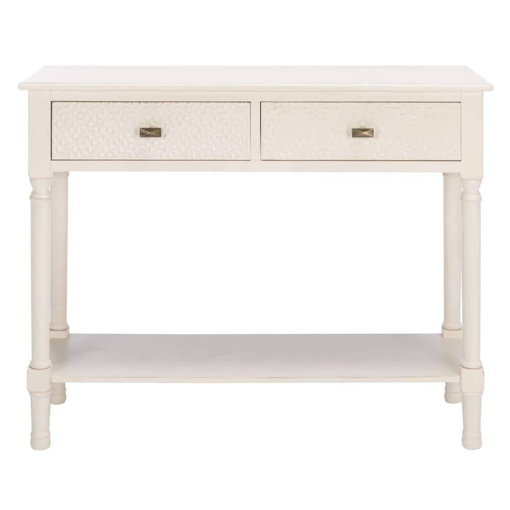 SAFAVIEH Halton Modern 2 Drawer Console Table, Distressed White