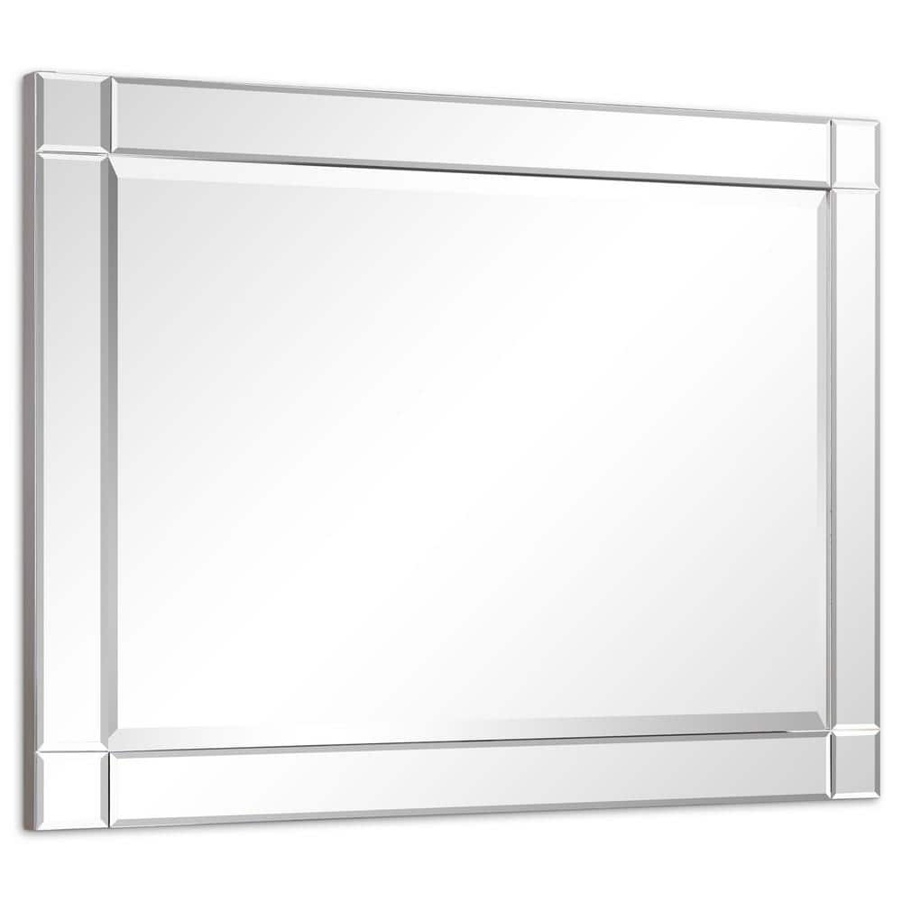 Empire Art Direct Moderno Squared Corner Beveled Rectangle Wall Mirror, Solid Wood Frame, 1"-Beveled Center Mirror, Ready to Hang - Clear 30 in. x 40