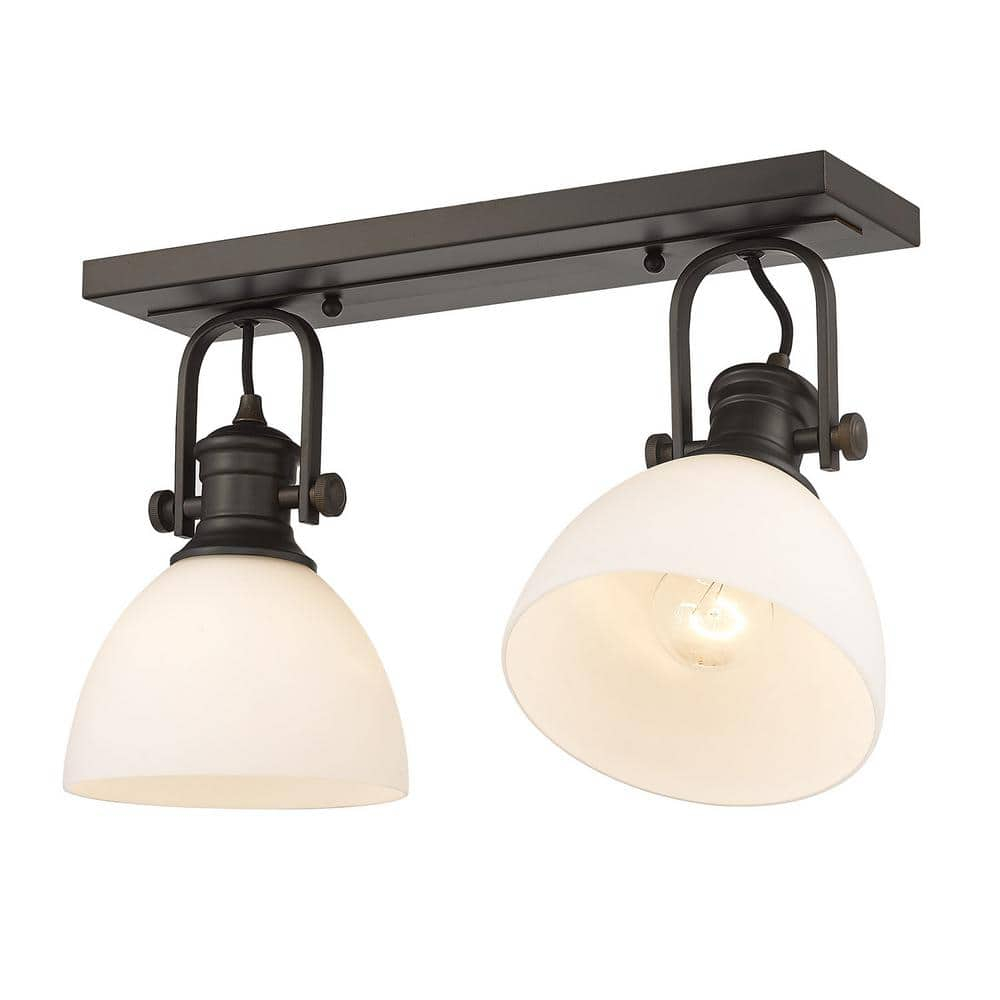 Hines 18" Transitional Brown Semi-Flush Mount Light with Opal Glass