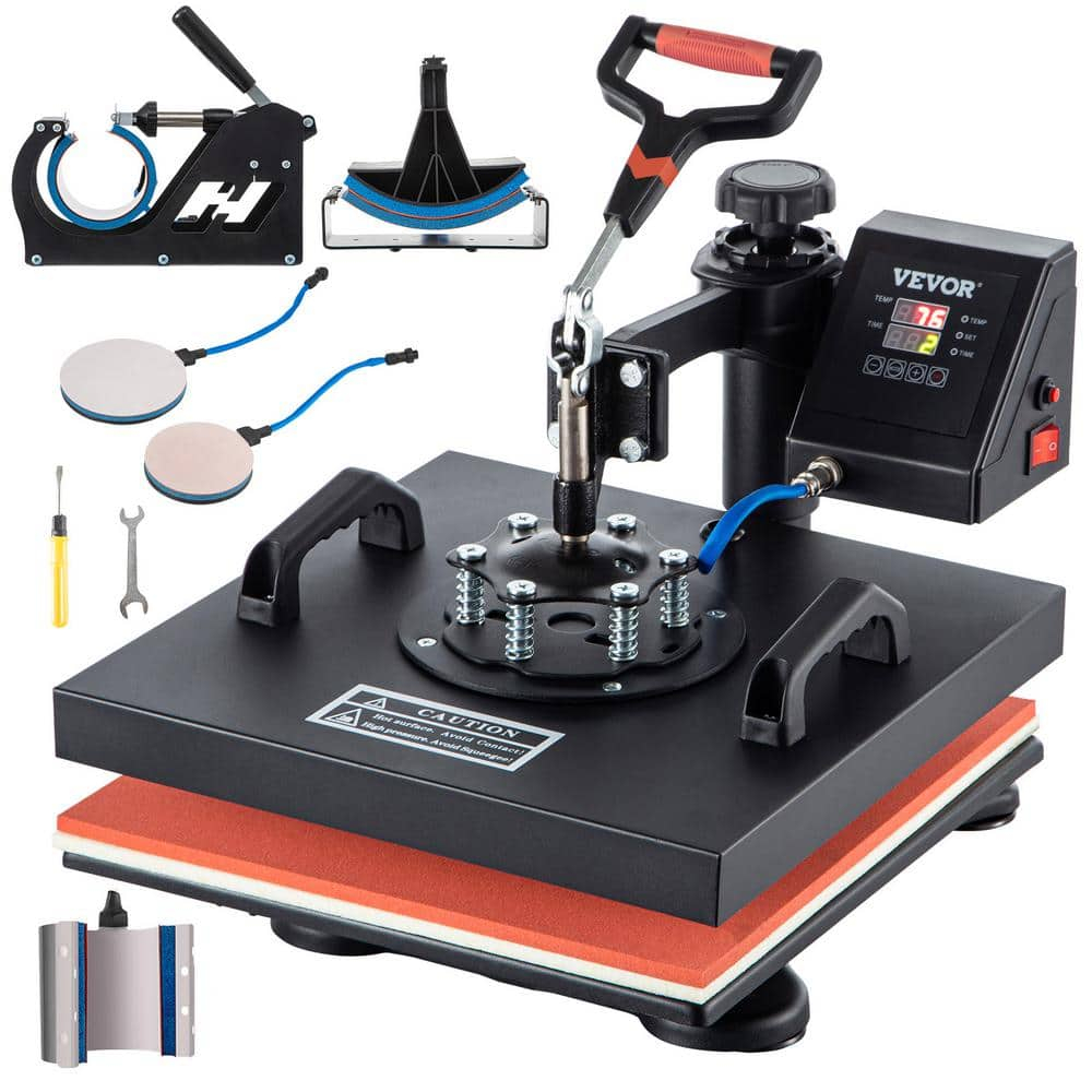 VEVOR Heat Press Machine - 6 in 1 Combo Heat Press Sublimation Machine for DIY T-Shirts/Hats/Mugs/Heat Transfer Projects, 15x15 Multifunction Swing Away Heat Press with 360° Rotation
