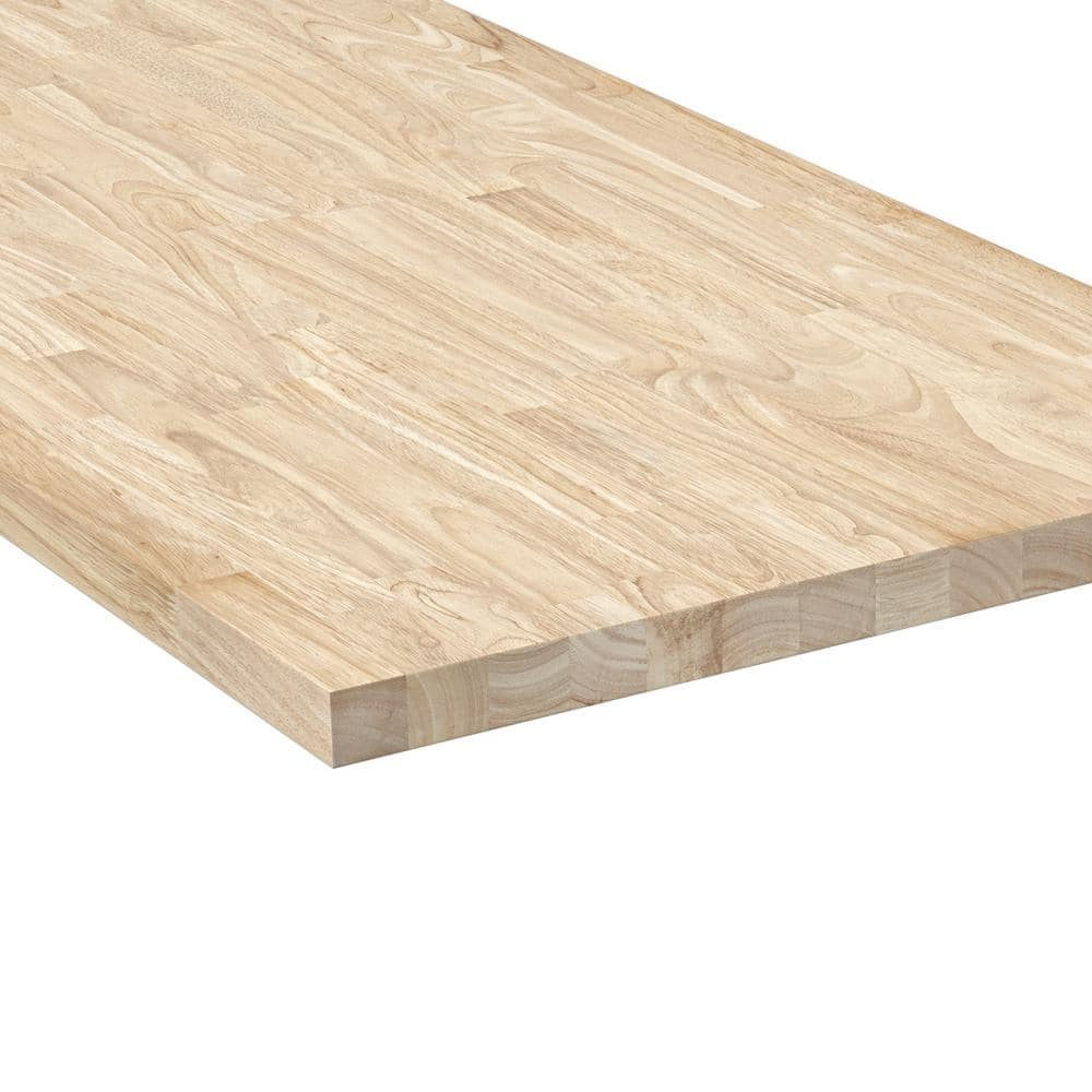 4 ft. L x 25 in. D Unfinished Hevea Solid Wood Butcher Block Countertop With Square Edge