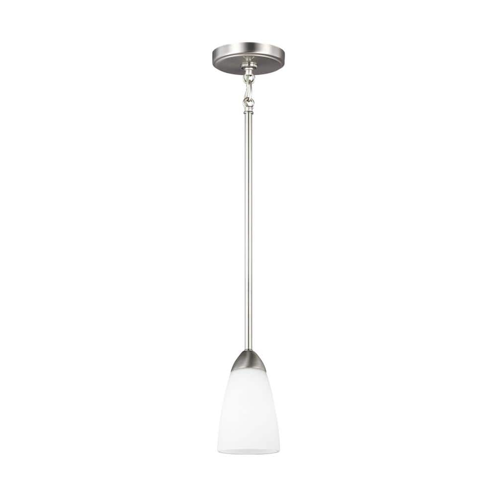 Seville Brushed Nickel 4" Mini Pendant with Etched White Glass