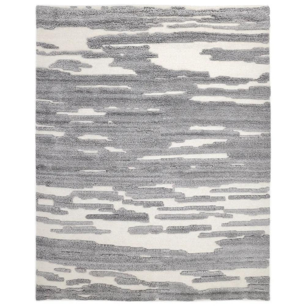 Solo Maverick Hand-Knotted Gray Wool & Viscose 8' x 10' Area Rug
