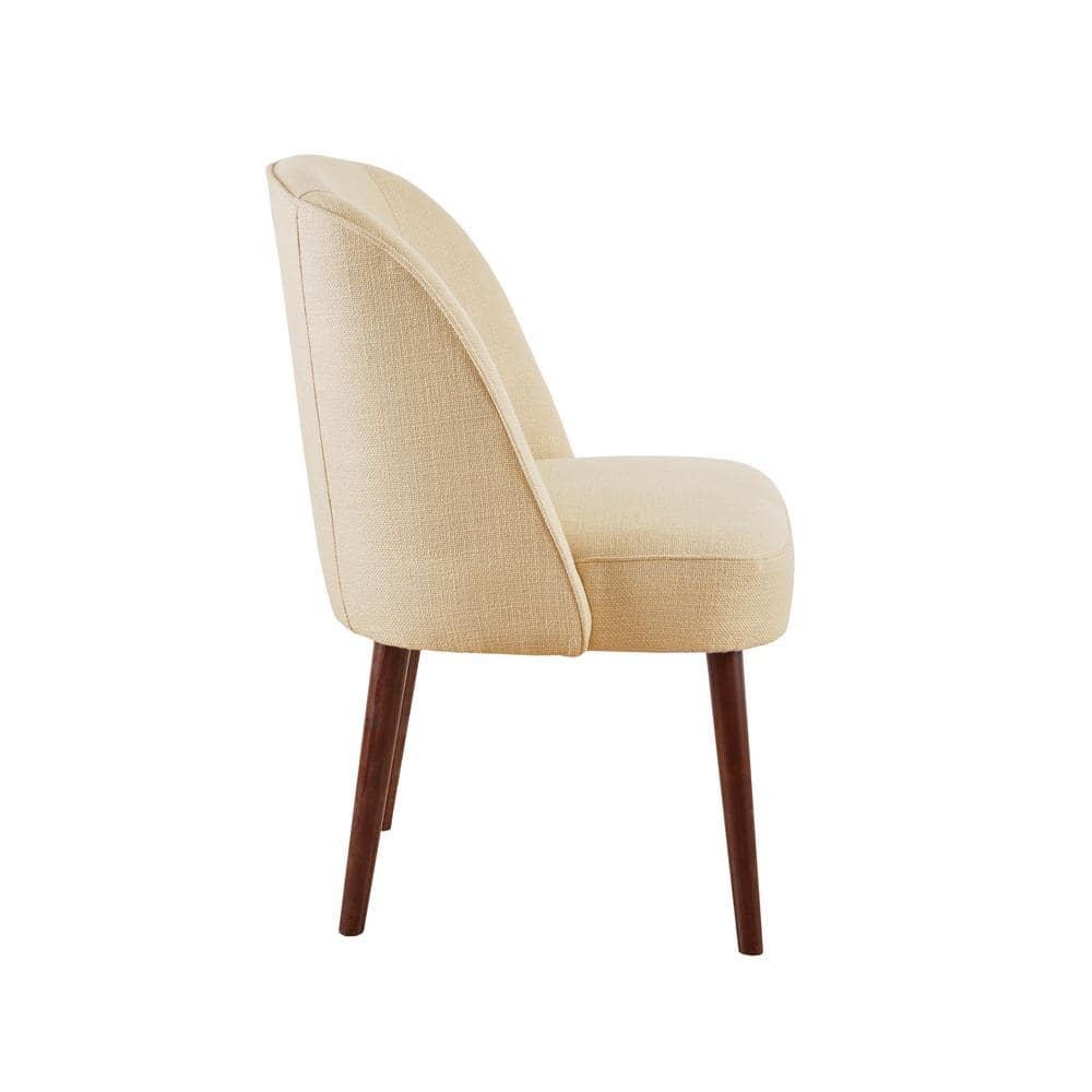 Natural Birch Upholstered Dining Chair with Curved Back