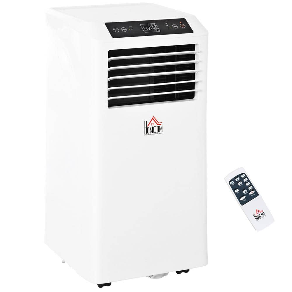 HOMCOM 10000 BTU Mobile Portable Air Conditioner with Cooling, Dehumidifier, Ventilating, Remote Control, 24-Hour Timer, Portable AC Unit for Bedroom, Living Room, Home Office, White
