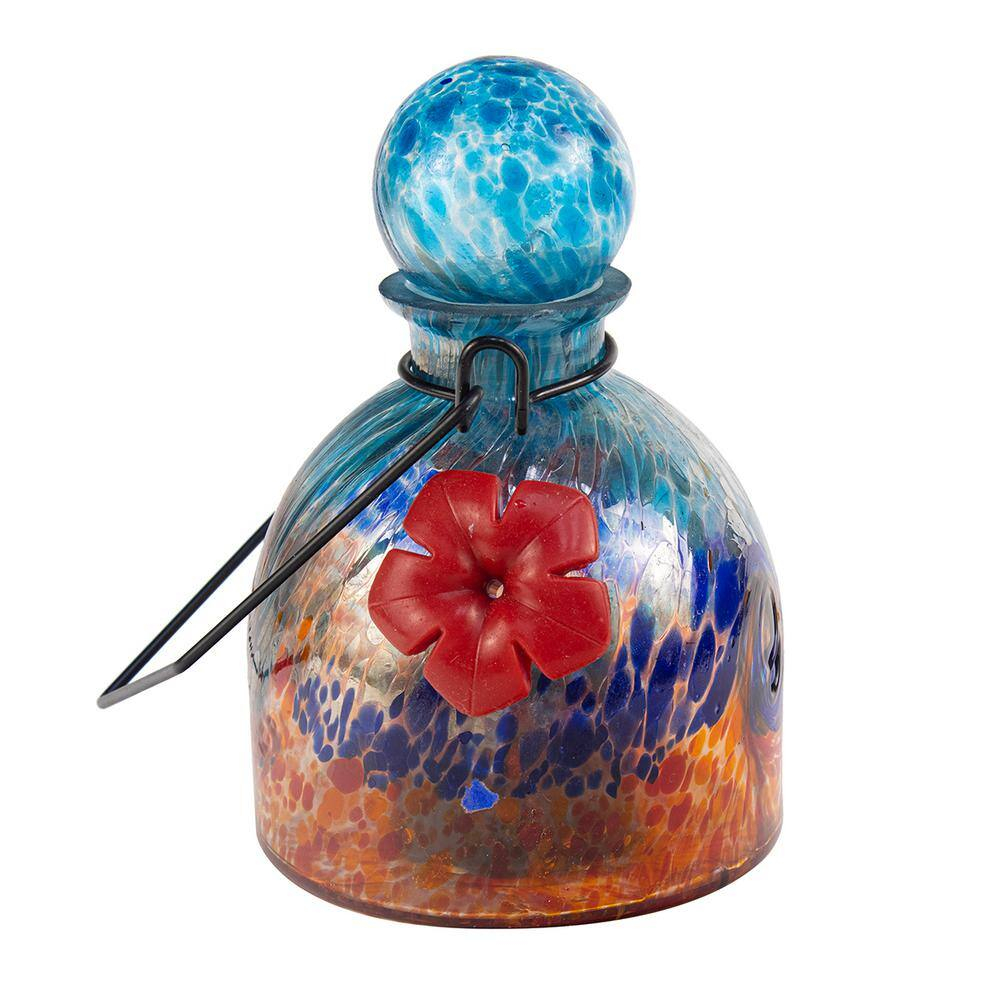 Echo Valley LunaLite Bell Hummingbird Feeder, Aqua/Red