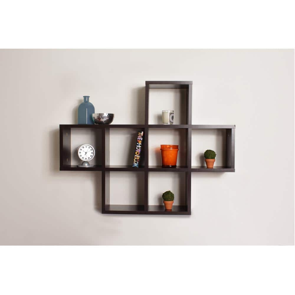 Danya B. Cubby Laminated Walnut Veneer Shelving Unit