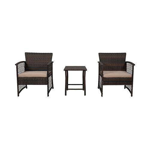 Polytrends Heritage Outdoor 3-piece Wicker Bistro Patio Set Coffee/Beige