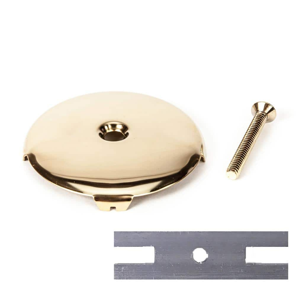 Universal Bathtub Drain Single/One (1) Hole Overflow Face Plate with Screw and Adapter to Fit 2-Hole in Polished Brass
