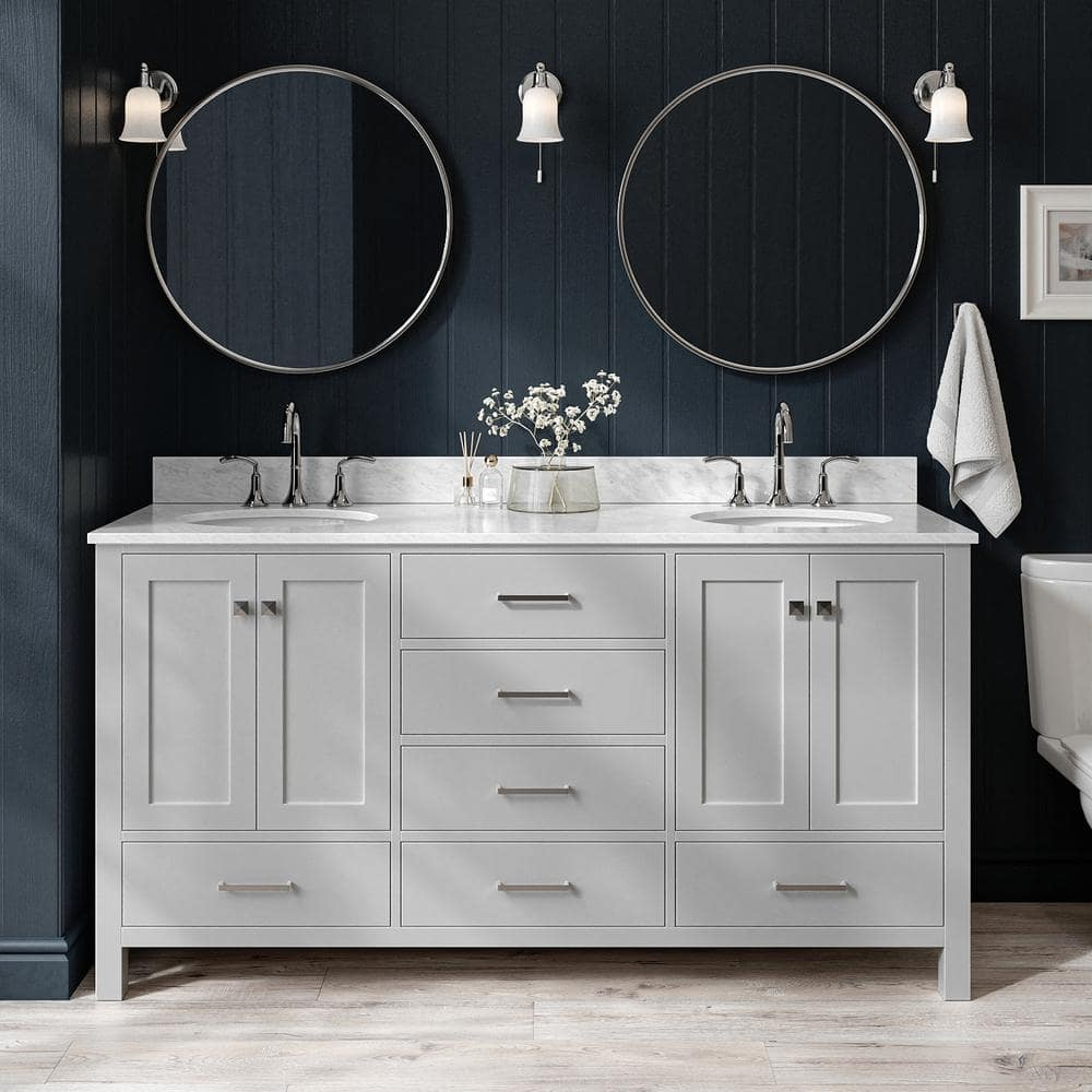Ariel A067dcw2ovo Cambridge 67" Free Standing Double Oval Basin Vanity Set - Grey