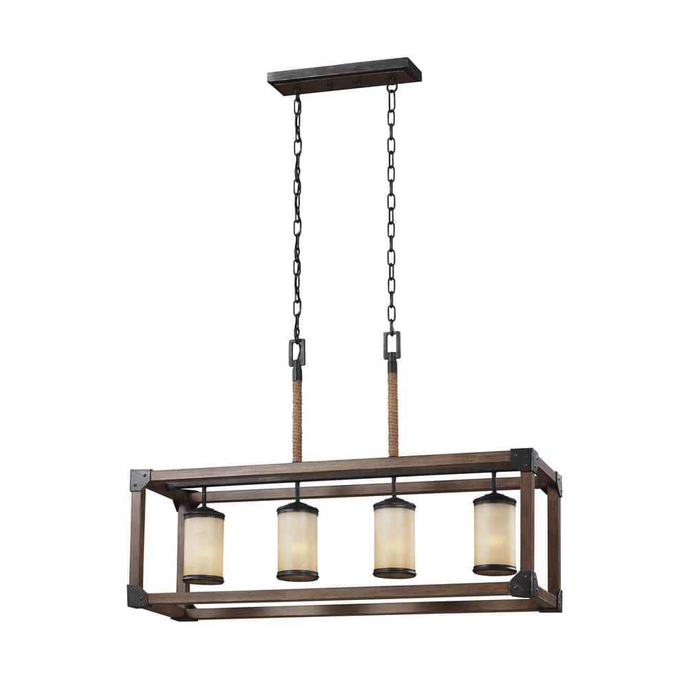Stardust LED Four-Light Island Pendant with Creme Parchment Glass