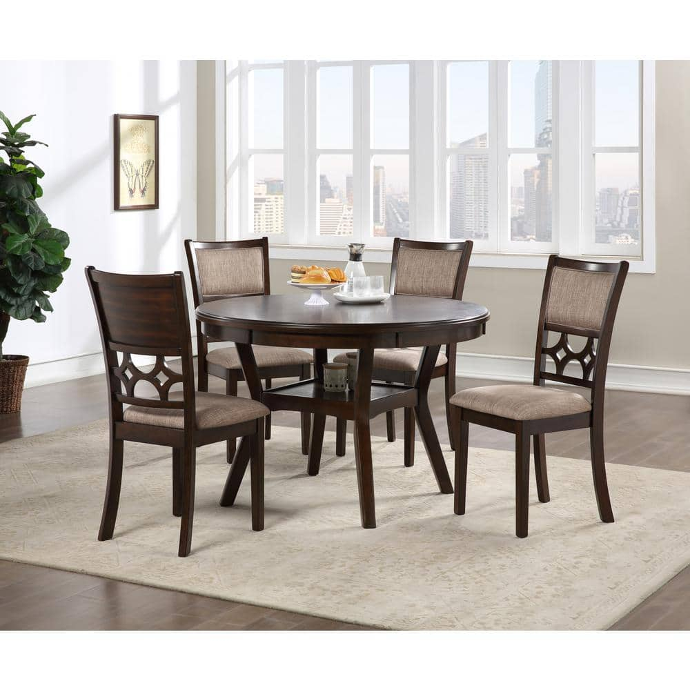 New Classic Furniture Mitchell 5-Piece Transitional Wood Dining Set in Cherry