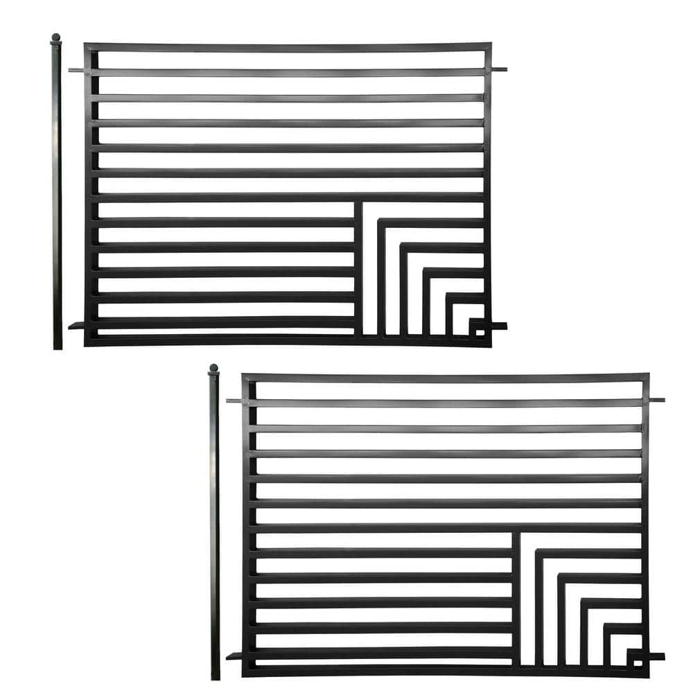 ALEKO Lot of 2 Garden Yard Modern Florence Style Steel Fence 8 x 5 ft Black