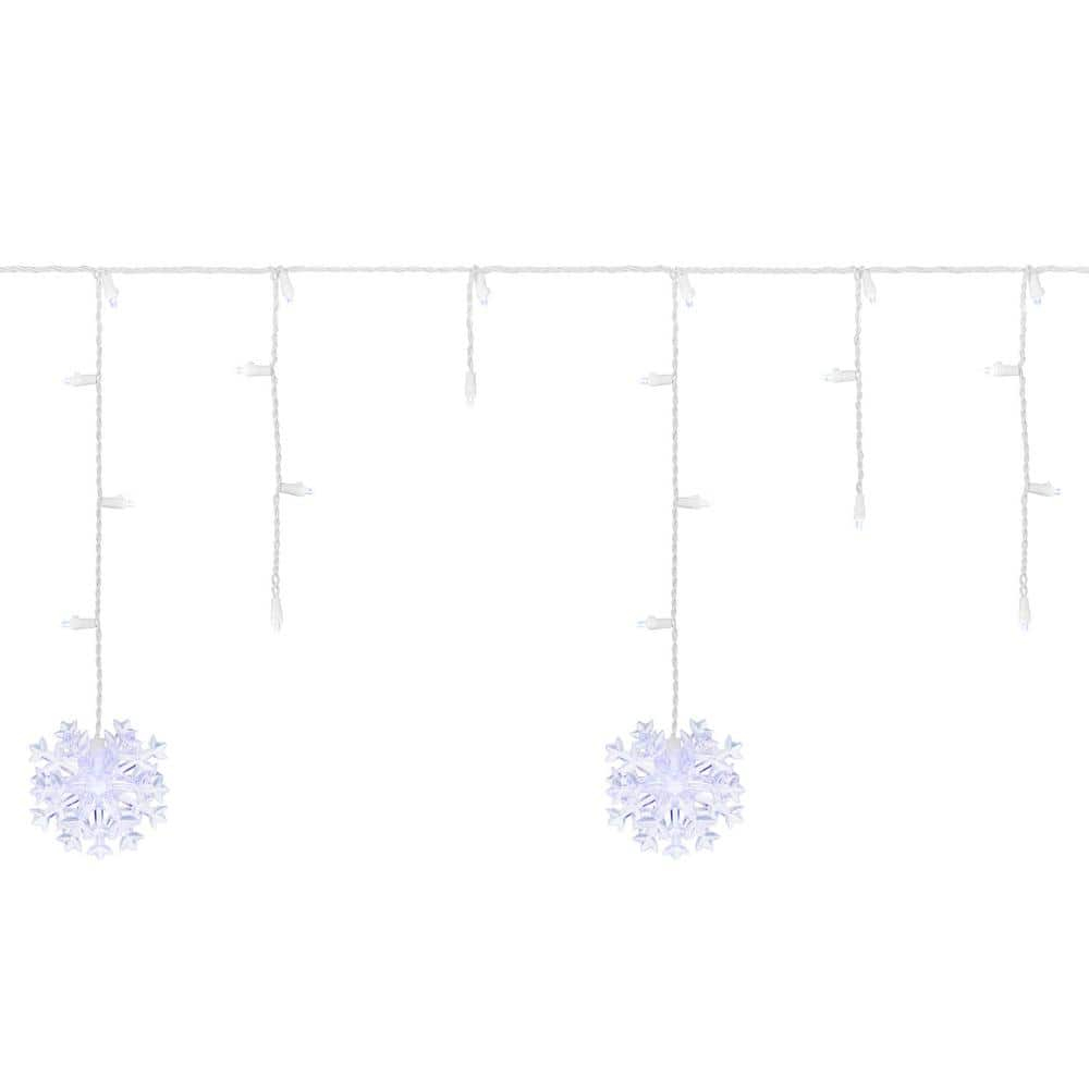 Home Accents Holiday 70-Light LED White Dome with Snowflakes Icicle Light Set