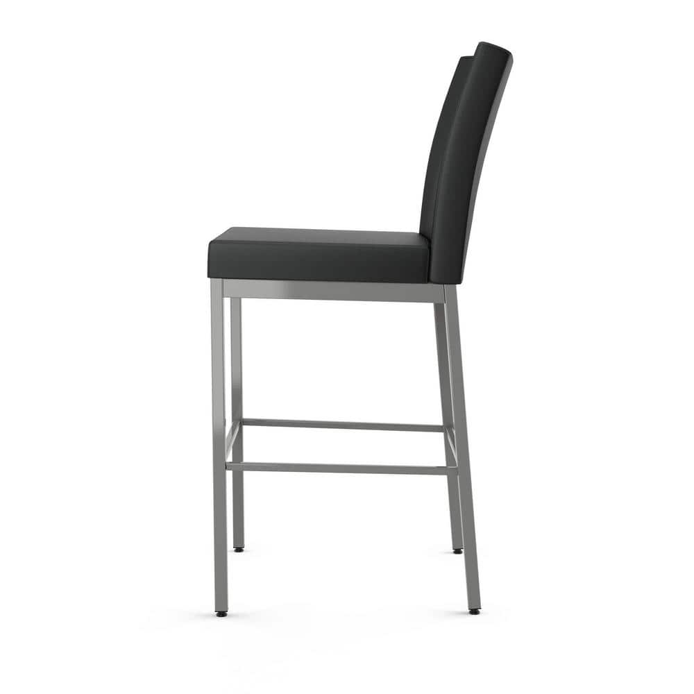 Perry 40.75" Black Faux Leather and Metal Bar Stool