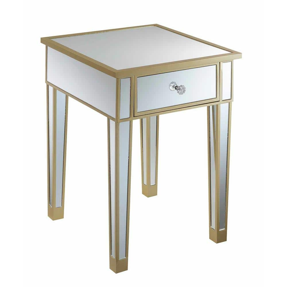 Convenience Concepts Gold Coast Mirrored End Table with Drawer, Multiple Colors