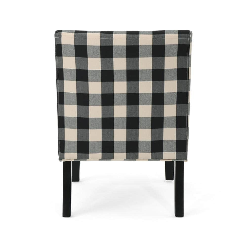 Kassi Traditional Black Checkerboard Fabric Accent Chair
