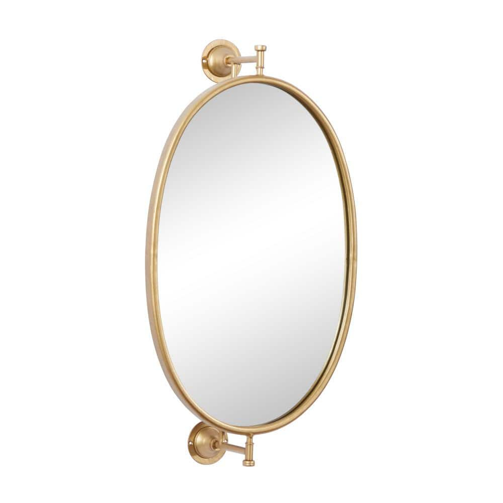 DecMode 15" x 29" Gold Oval Shaped Wall Mirror