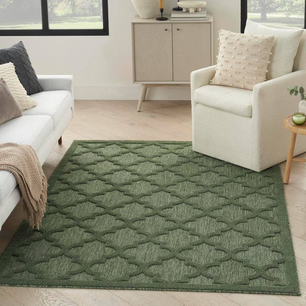 Green Trellis 6' x 9' Synthetic Flat Woven Area Rug