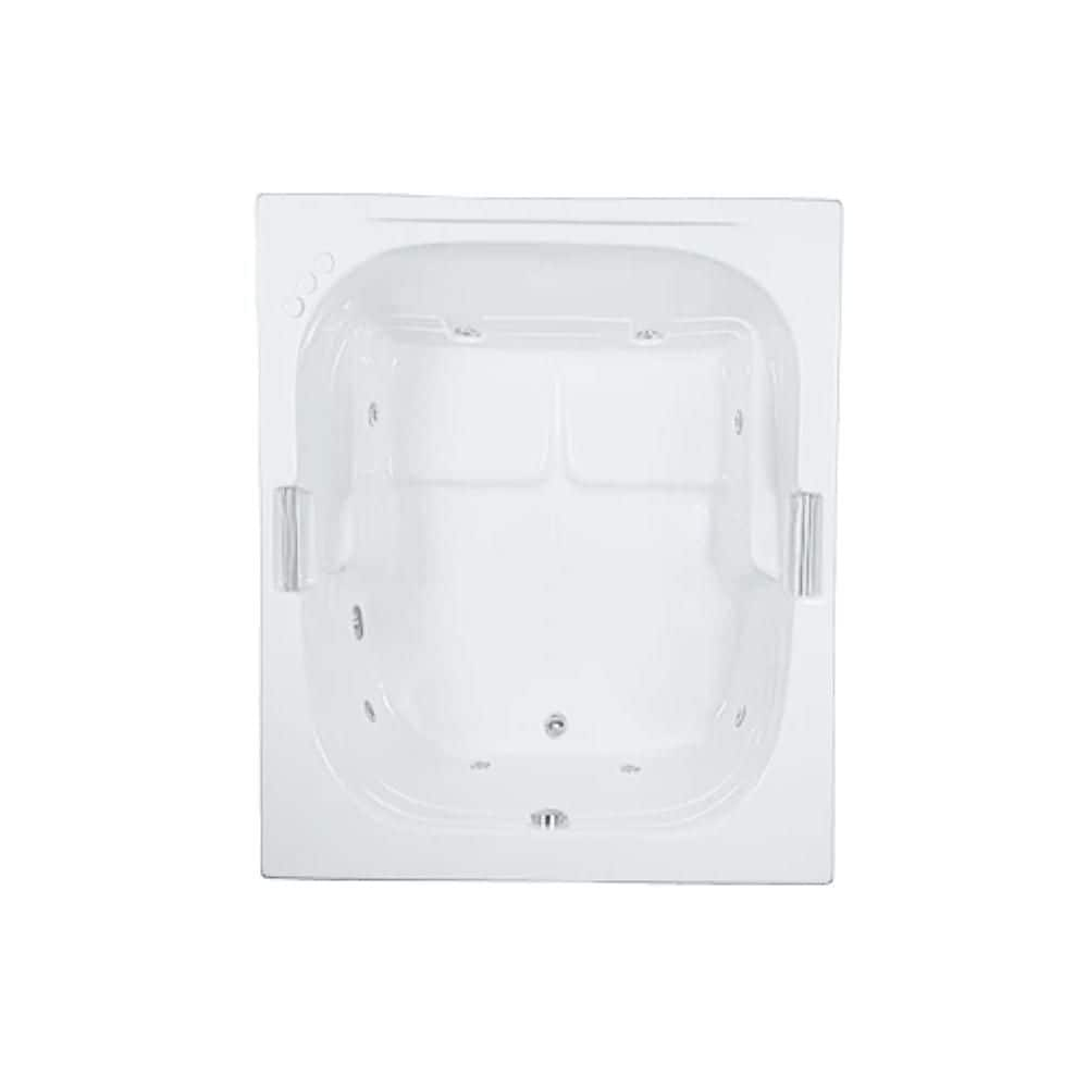 WaterTech Acrylic 60 in. x 60 in. SQ Reversible Drain Drop-In Whirlpool Tub - Biscuit