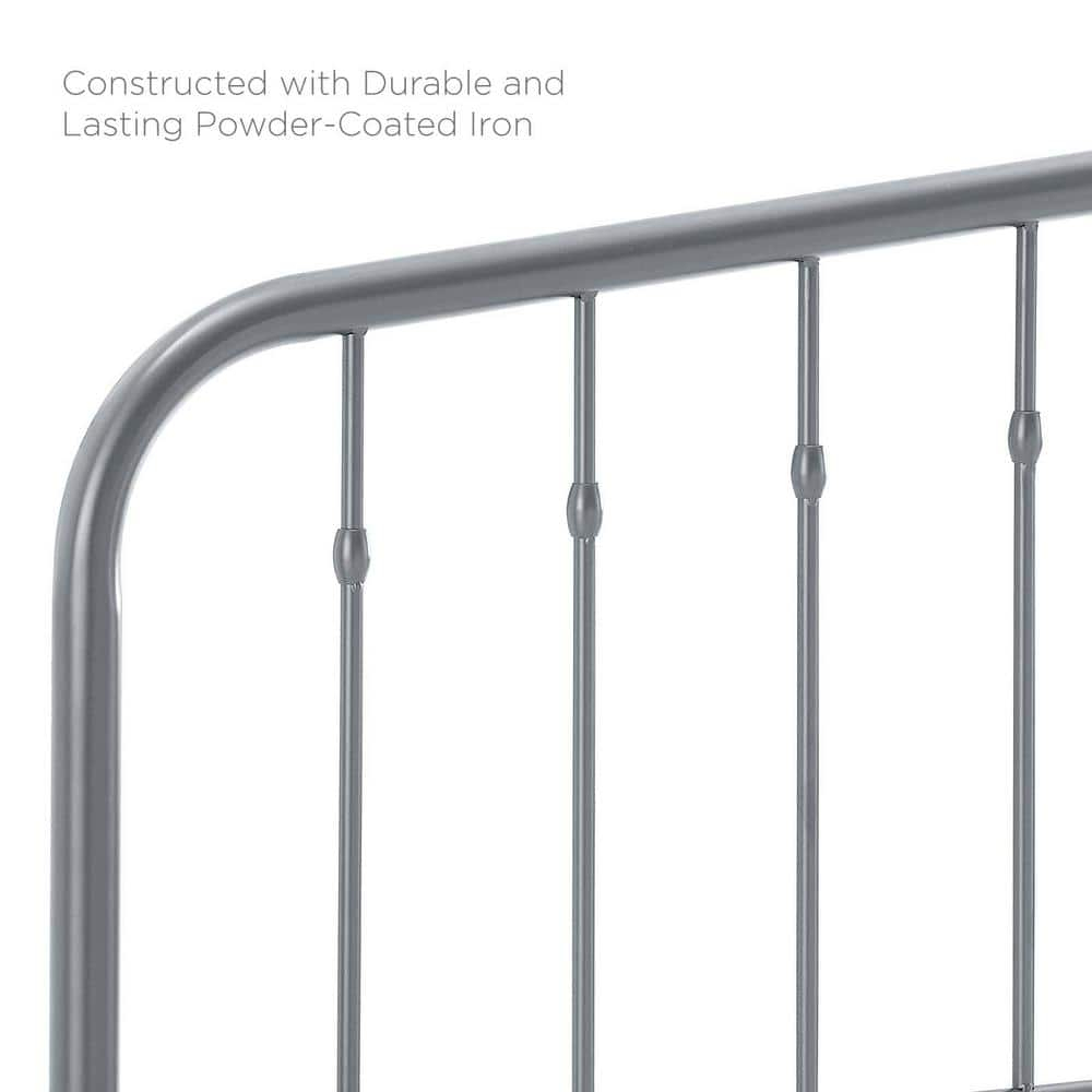 Modway Lennon Queen Metal Headboard in Gray