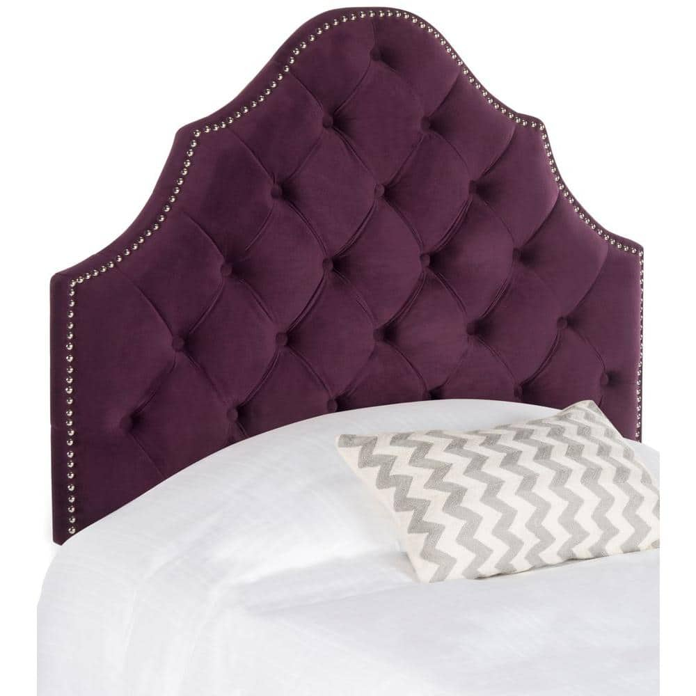 SAFAVIEH Arebelle Rustic Glam Tufted Headboard with Nail Heads, Twin, Aubergine