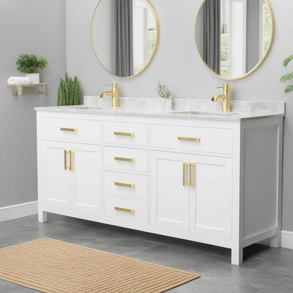 Beckett 72" Freestanding Double Bathroom Vanity with Cultured Marble Top