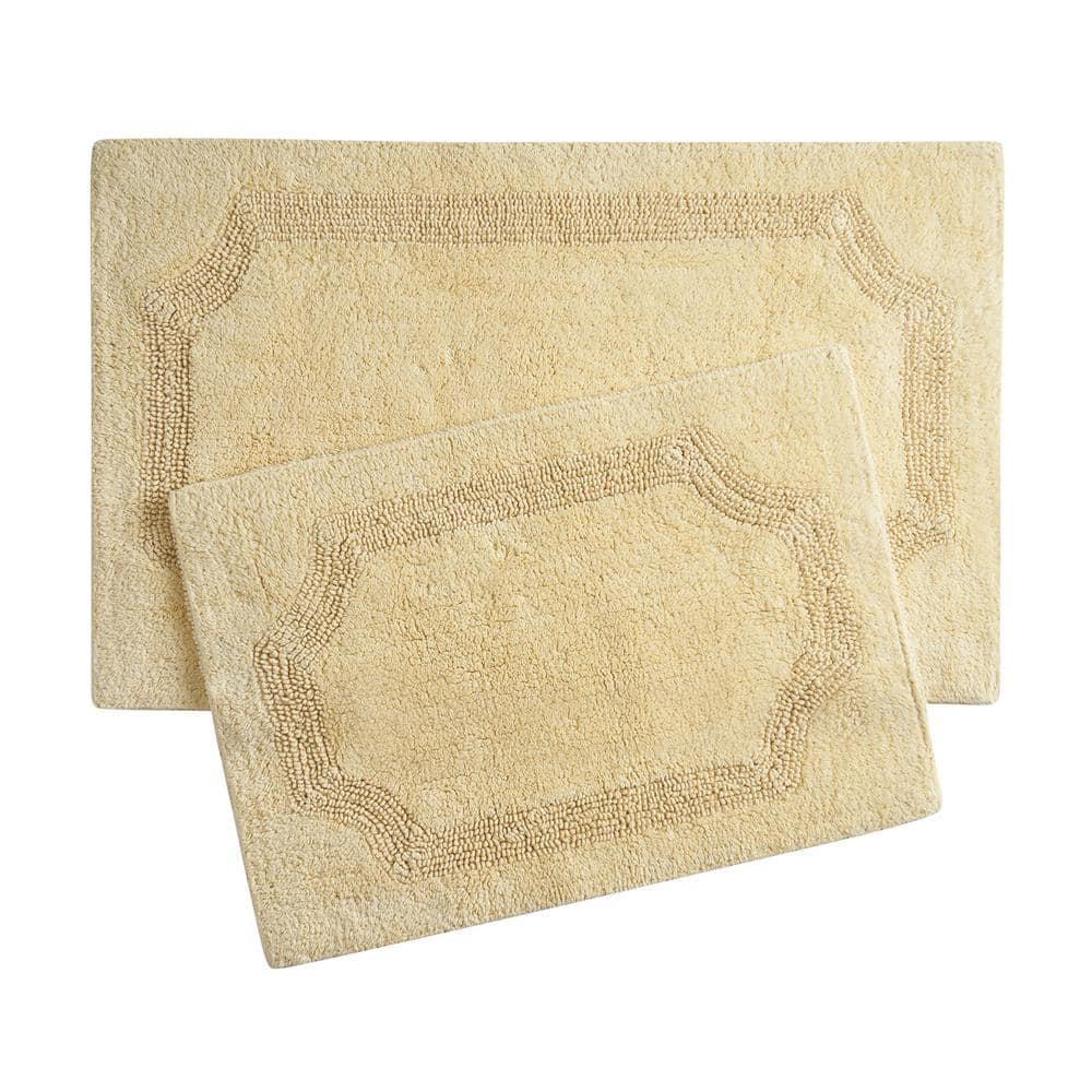 Reversible Yellow Cotton 2-Piece Bath Mat Set