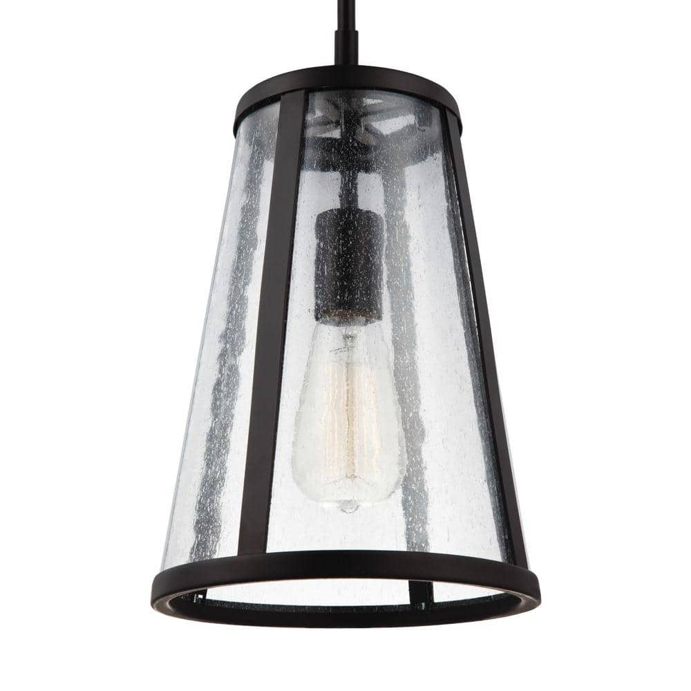 Generation Lighting Harrow 1 -Light Oil Rubbed Bronze Modern/contemporary Clear glass Dome Mini Hanging Pendant light