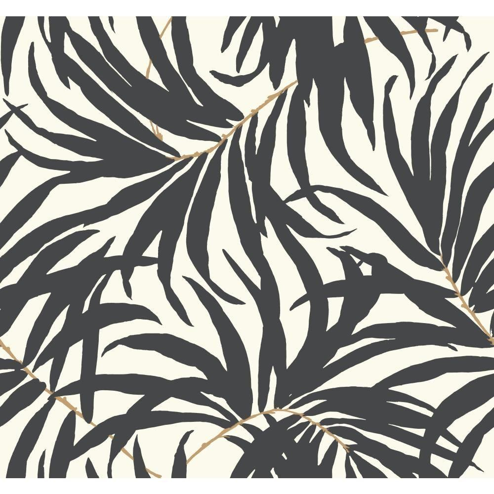 Tropical Black and Gold Vinyl-Coated Self-Adhesive Wallpaper Roll