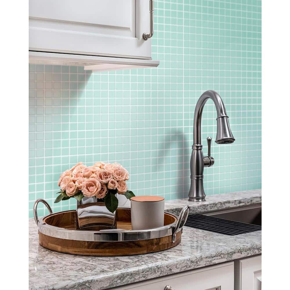 10 pack Blizzard Blue 11.8 in. x 11.8 in. 1 in. x 1 in. Matte Finished Glass Mosaic Floor and Wall Tile (9.67 sq. ft./Case)