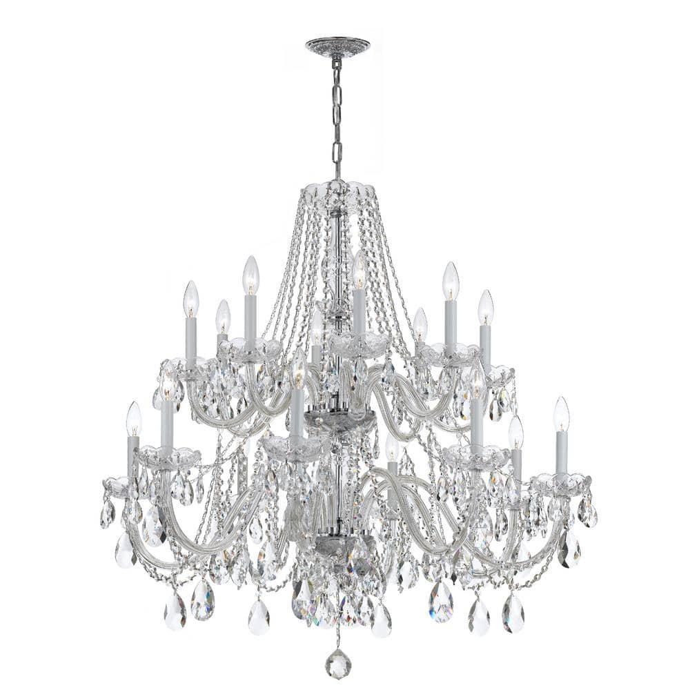 Crystorama Traditional Crystal 37"W Polished Chrome 16-Light Chandelier