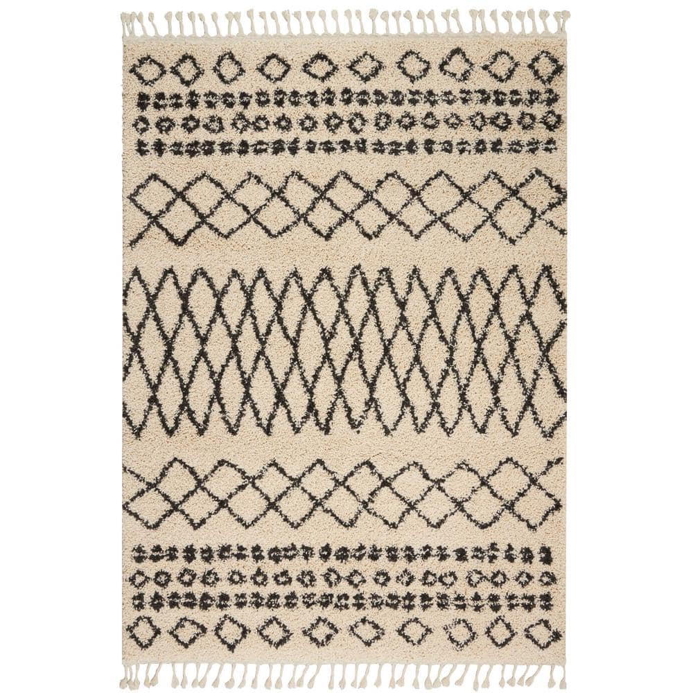 Moroccan Shag Cream 4 ft. x 6 ft. Shag Bohemian Area Rug