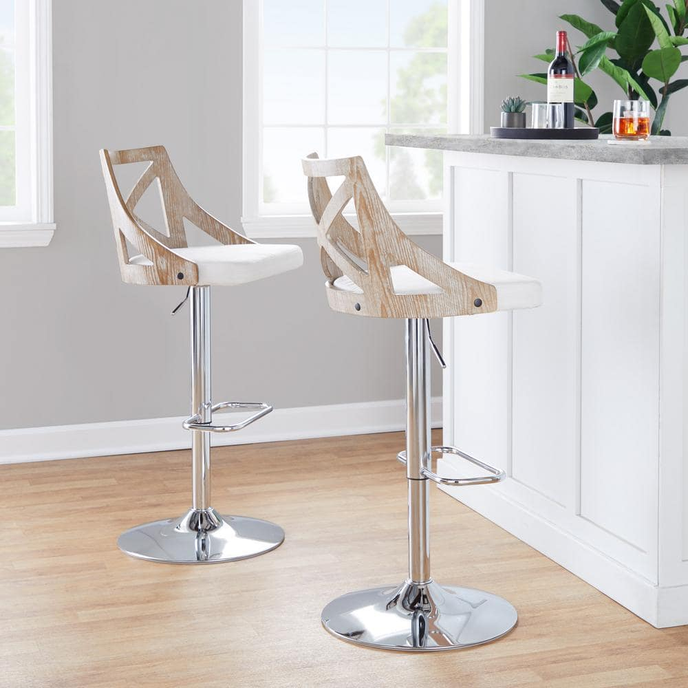 LumiSource Silver Charlotte Adjustable Height Barstool - Set of 2