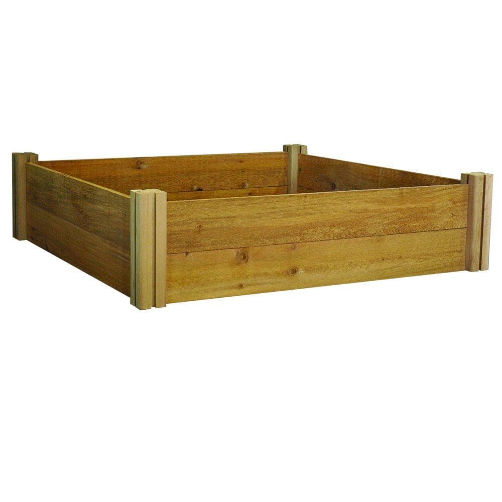 Gronomics Red Cedar Modular Raised Garden Bed 48 x 48 x 13 Inches, Unfinished