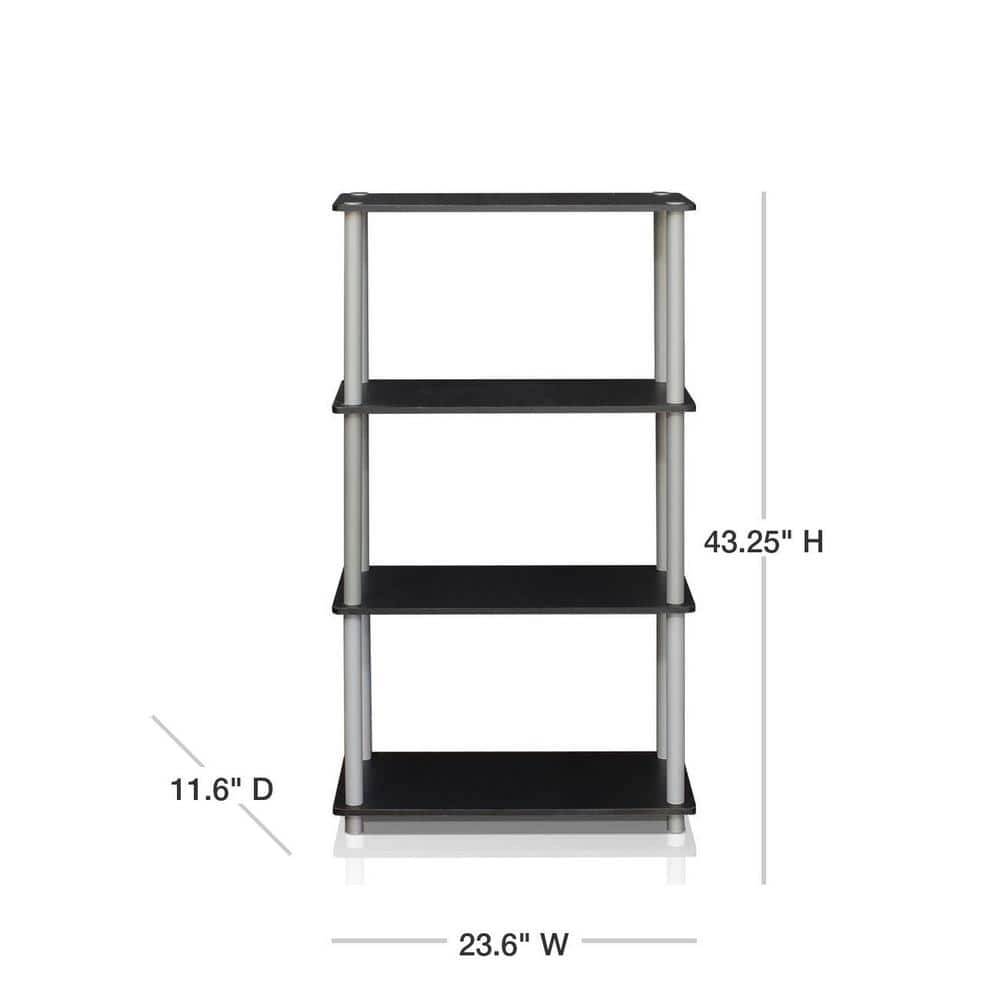 99557WN-BR Turn-N-Tube 4-Tier Multipurpose Shelf Display Rack - Walnut & Brown
