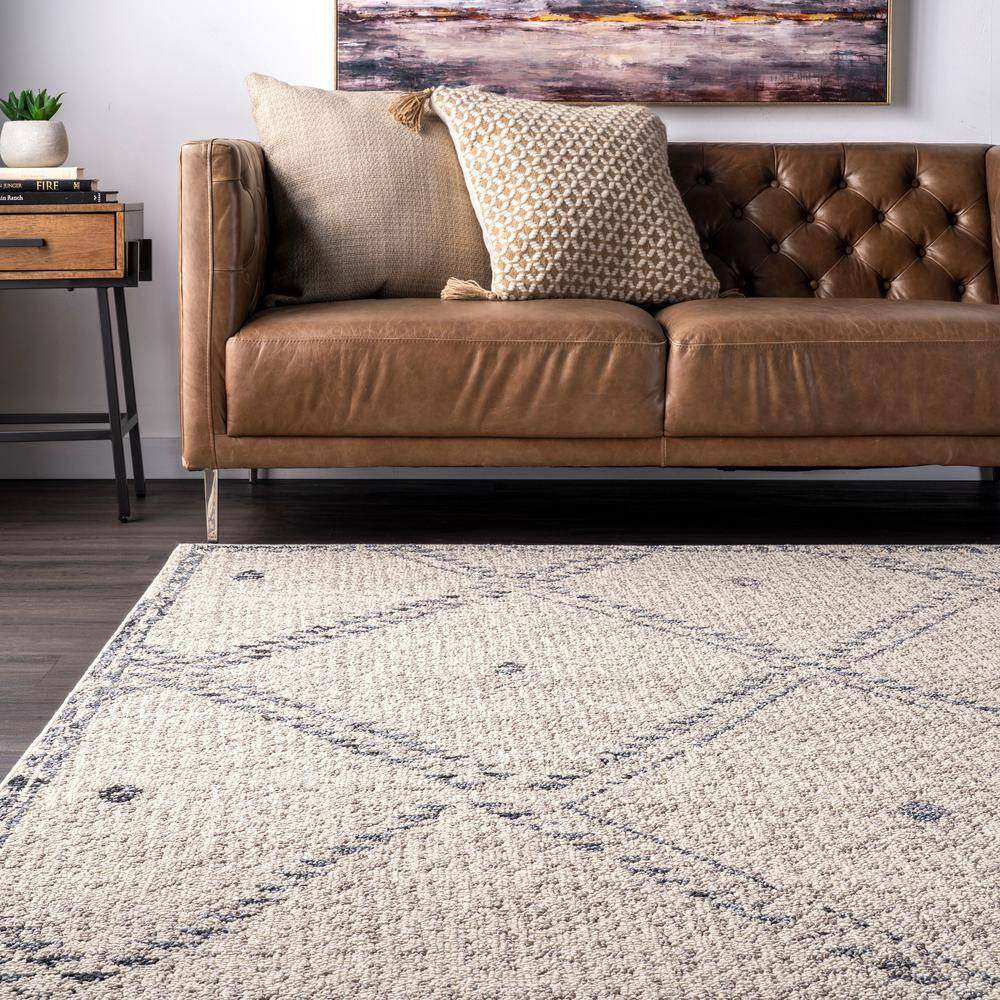 nuLOOM Blaine Dotted Diamond Runner Rug, 2' 6" x 8', Ivory