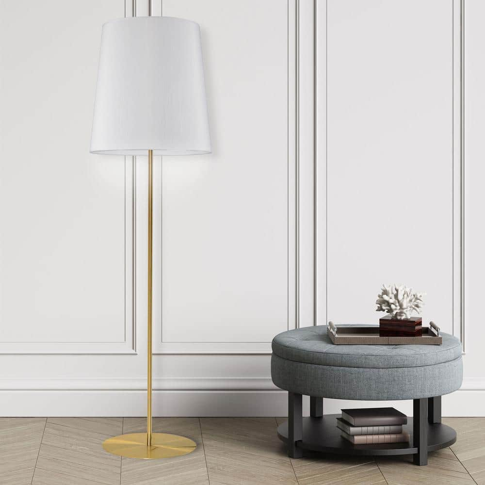 Transitional 68.5" White and Black Free Standing Floor Lamp