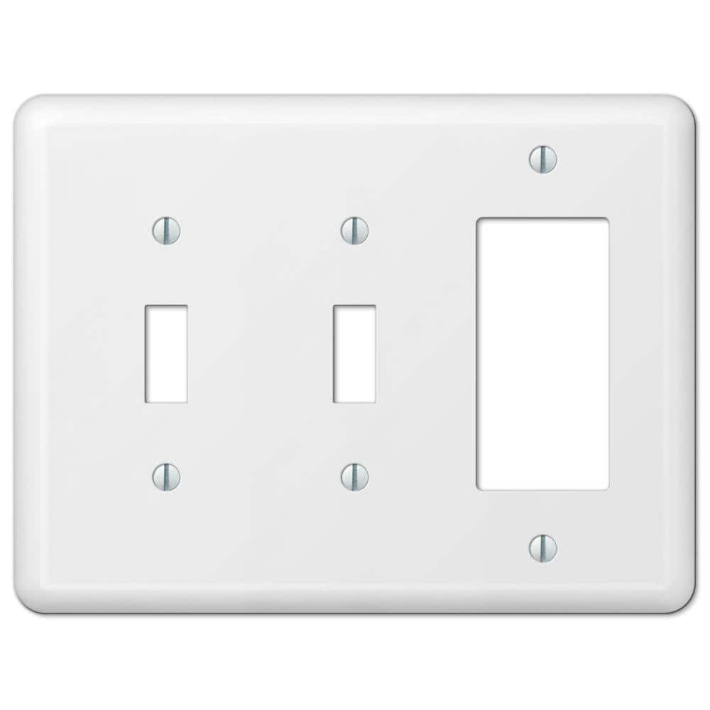 Amerelle 935TTRW Devon Wallplate, 2 Toggle / 1 Rocker, Steel, White, 1-Pack