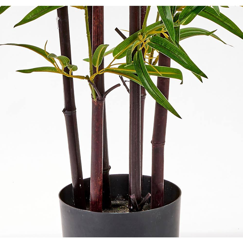 Eternal Spring 49" Silk Bamboo Potted Plant in Black Pot