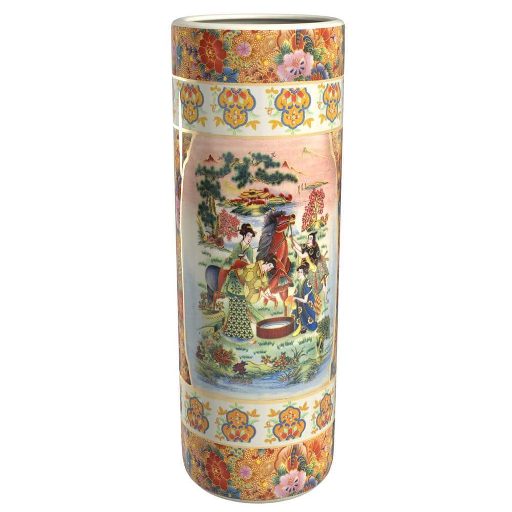 24" Horse in Meadow Porcelain Umbrella Stand