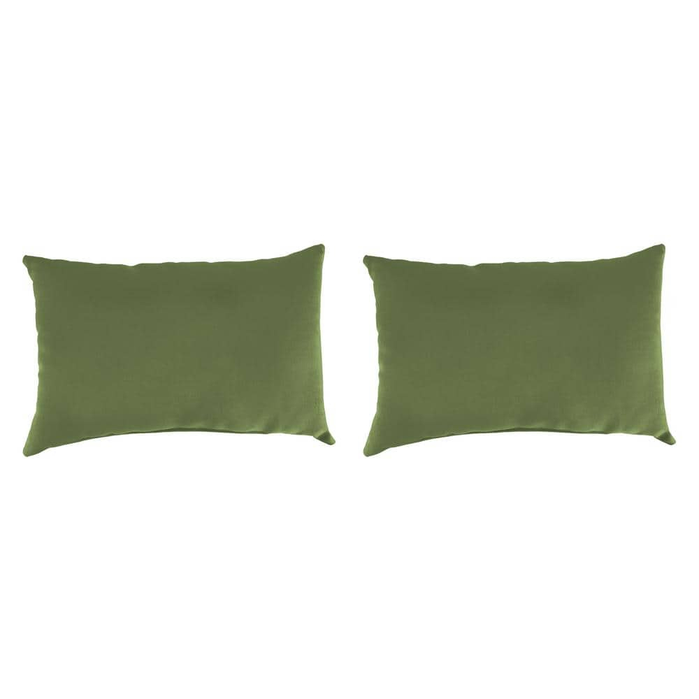 Jordan Manufacturing 18" x 12" Green Solid Outdoor Lumbar Throw Pillow (Set of 2)