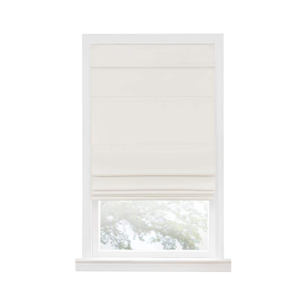 Achim Roman Indoor Cordless Ivory Polyester Blackout Window Roman Pleated Shade, 64" L x 30" W